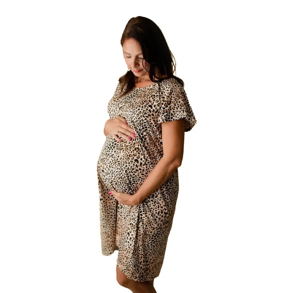 Three Little Tots Leopard Print Labor & Delivery Nursing Hospital Gown - 