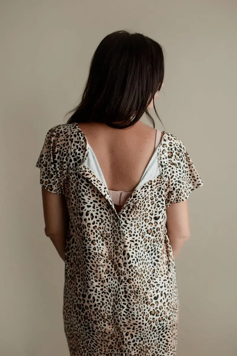 Three Little Tots Leopard Print Labor & Delivery Nursing Hospital Gown - 