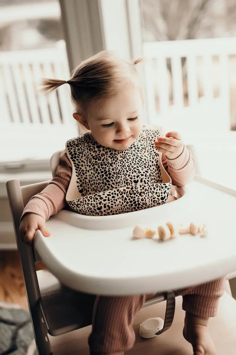 Three Little Tots Leopard Silicone Baby Bib - 