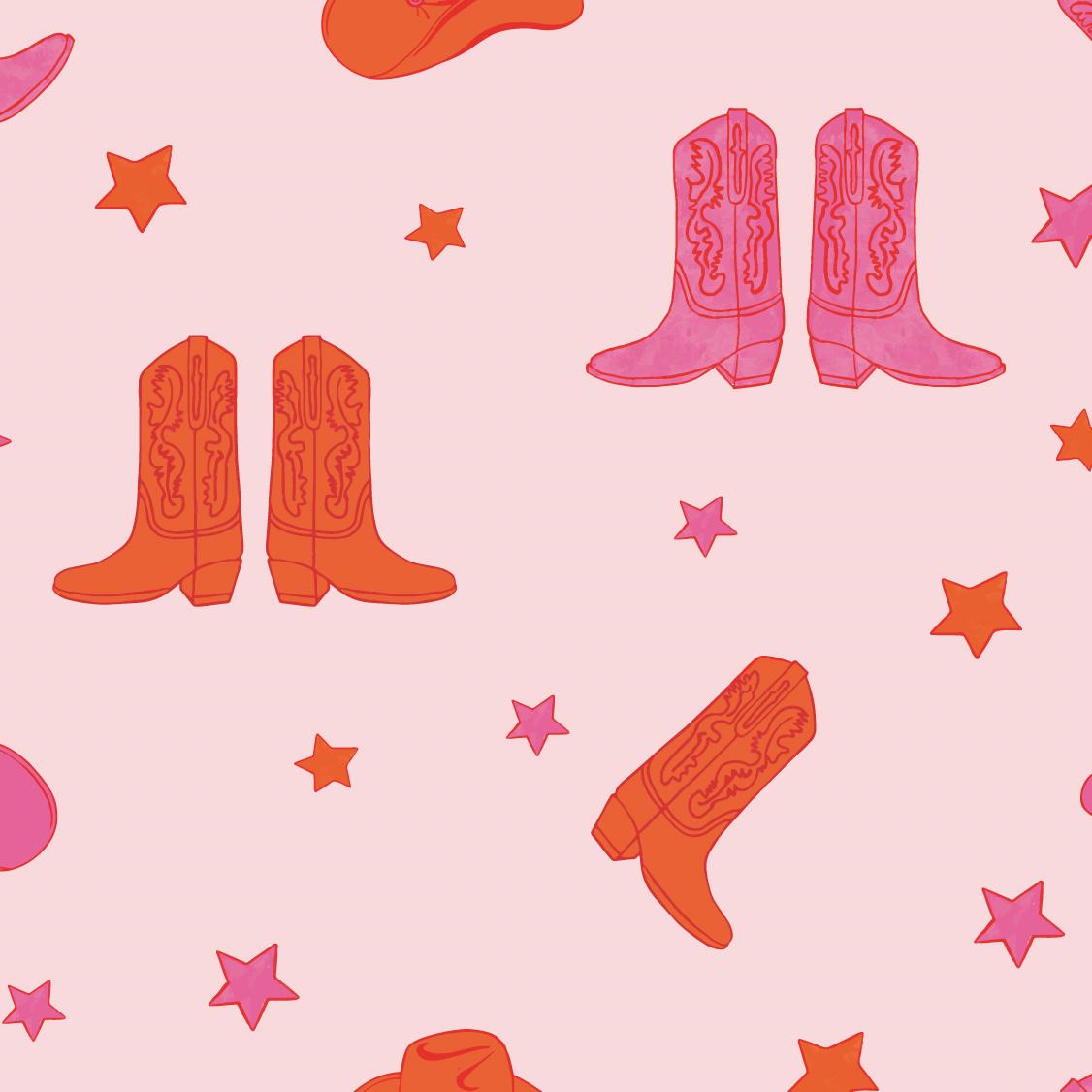 LollyBanks Pink Boots Organic Swaddle Sack for baby, featuring a charming pink boots pattern.