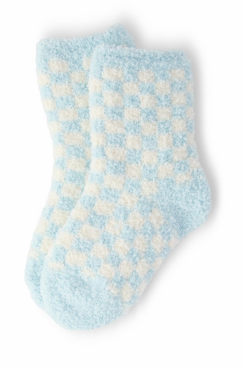 Mila & Rose ® Light Blue Checker Cozy Socks For Kids Mila And Rose - Everetts Place Boutique - 