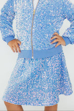 Mila & Rose ® Light Blue Velvet Sequin Jacket For Girls Party Wear - Everetts Place Boutique - 