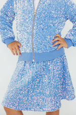 Light Blue Velvet Sequin Twirl Skort by Mila & Rose ®