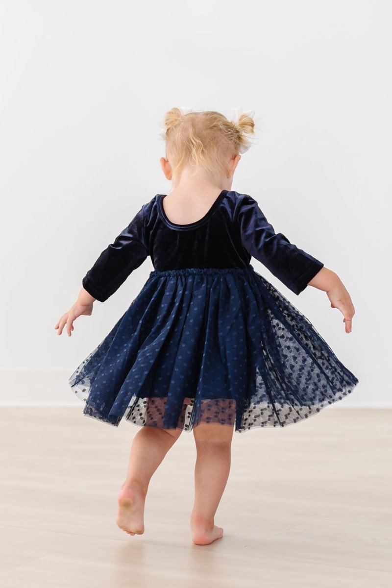 Mila & Rose ® Light Navy Velvet Tutu Dress For Special Occasions Girls - Everetts Place Boutique - 