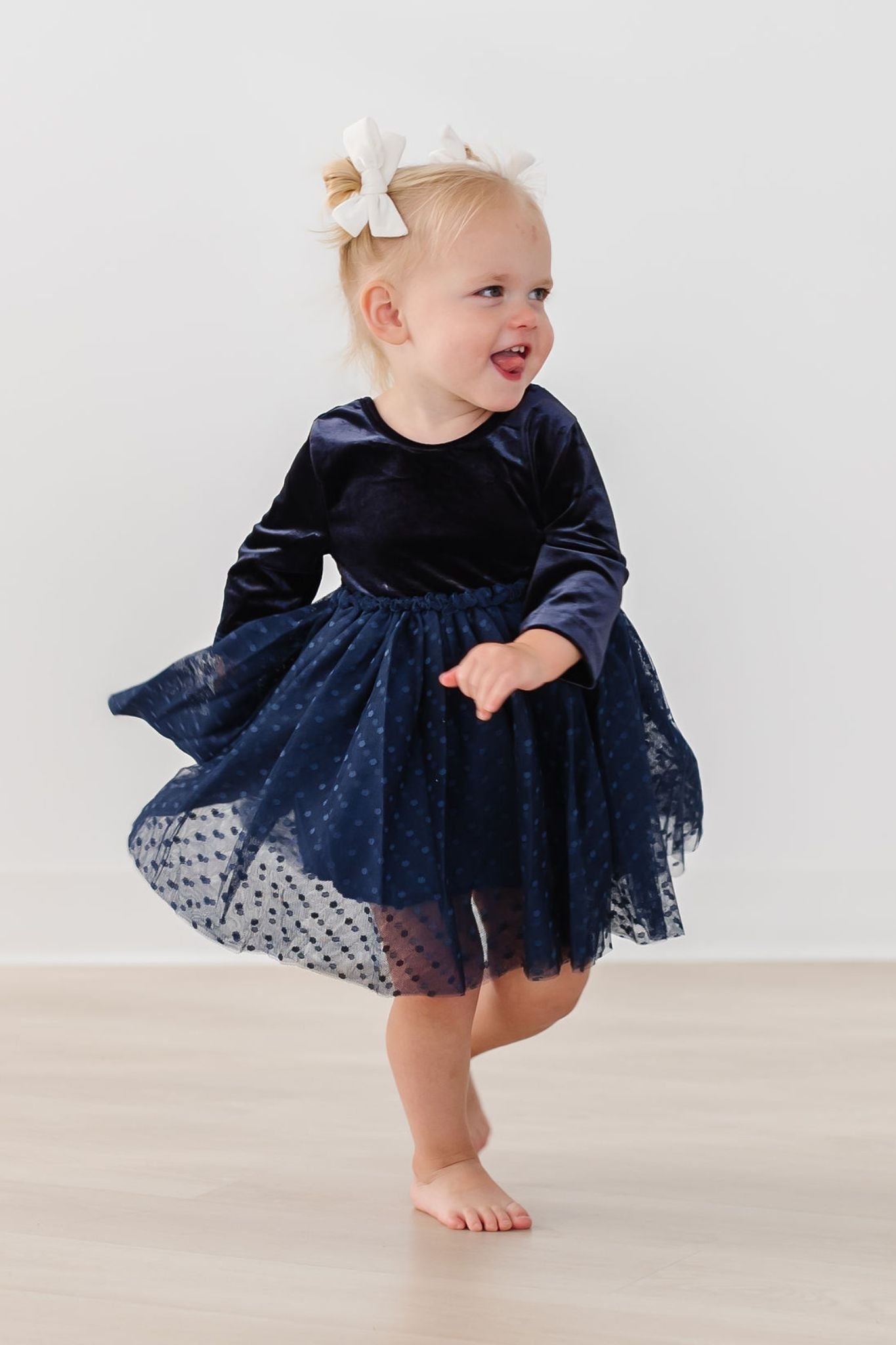 Light Navy Velvet Tutu Dress For Special Occasions Girls Mila & Rose ® Everetts Place: Online Boutique