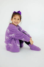 Mila & Rose ® Lilac Coconut Bow Cozy Cardigan For Girls Winter Wear - Everetts Place Boutique - 
