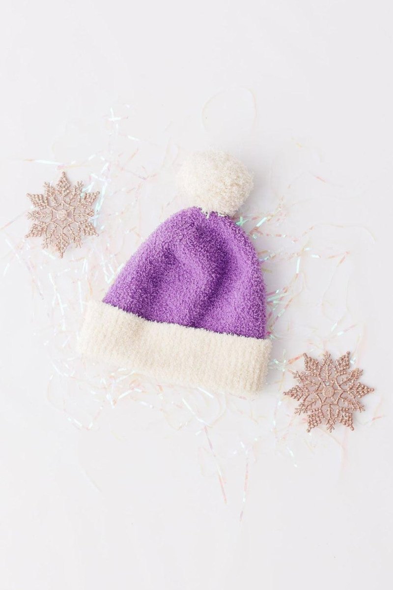 Mila & Rose ® Lilac Coconut Cozy Pom Beanie For Kids Warm Winter Hat - Everetts Place Boutique - 