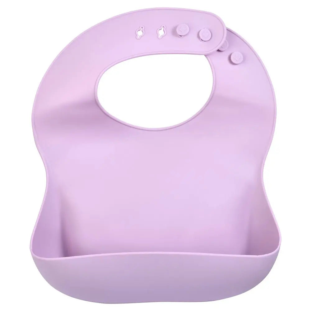 Three Little Tots Lilac Silicone Bib with Crumb Catcher - 