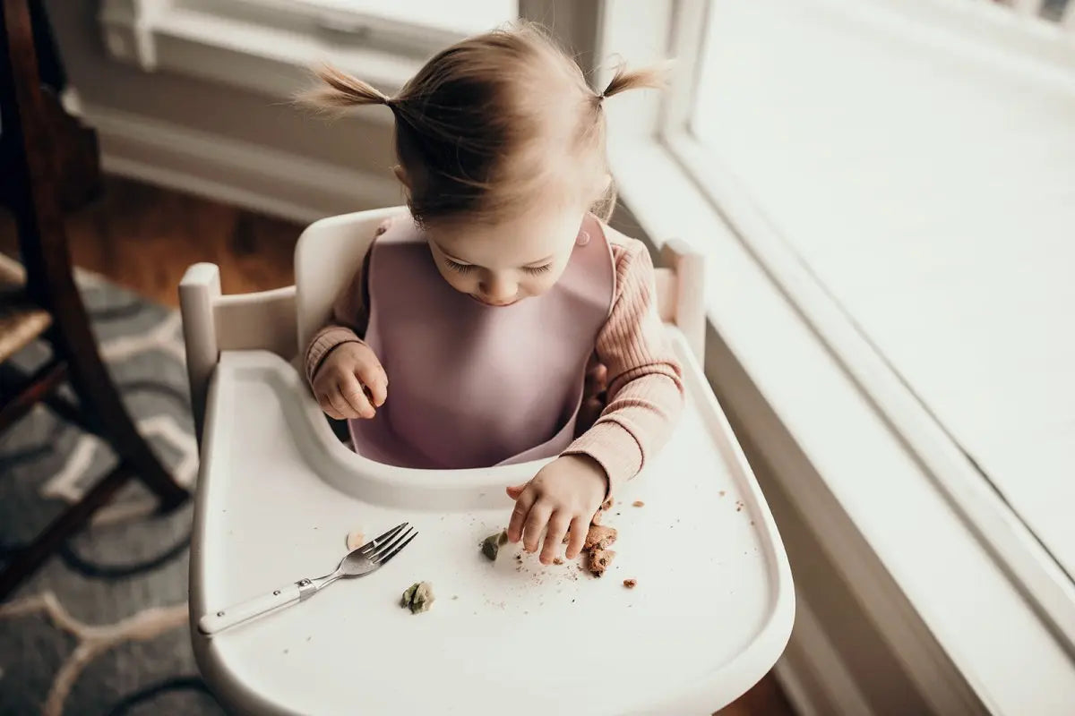 Three Little Tots Lilac Silicone Bib with Crumb Catcher - 
