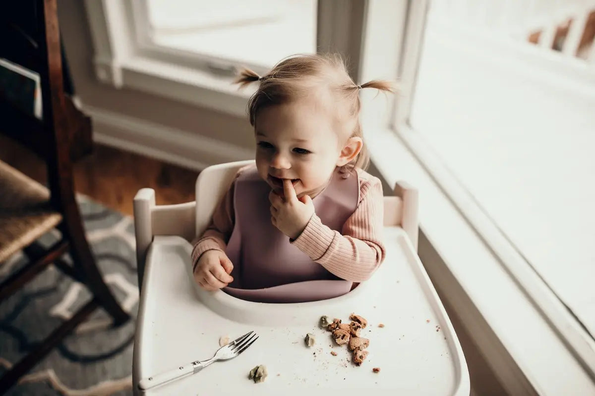 Three Little Tots Lilac Silicone Bib with Crumb Catcher - 