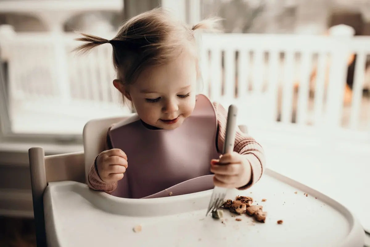 Three Little Tots Lilac Silicone Bib with Crumb Catcher - 