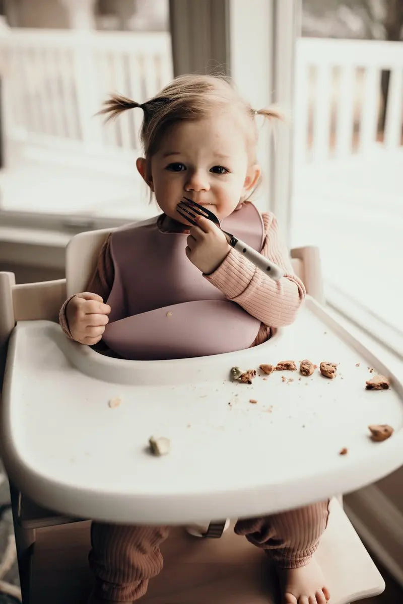 Three Little Tots Lilac Silicone Bib with Crumb Catcher - 