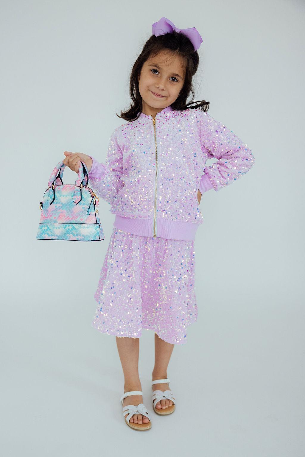 Lilac Velvet Sequin Twirl Skort by Mila & Rose ®