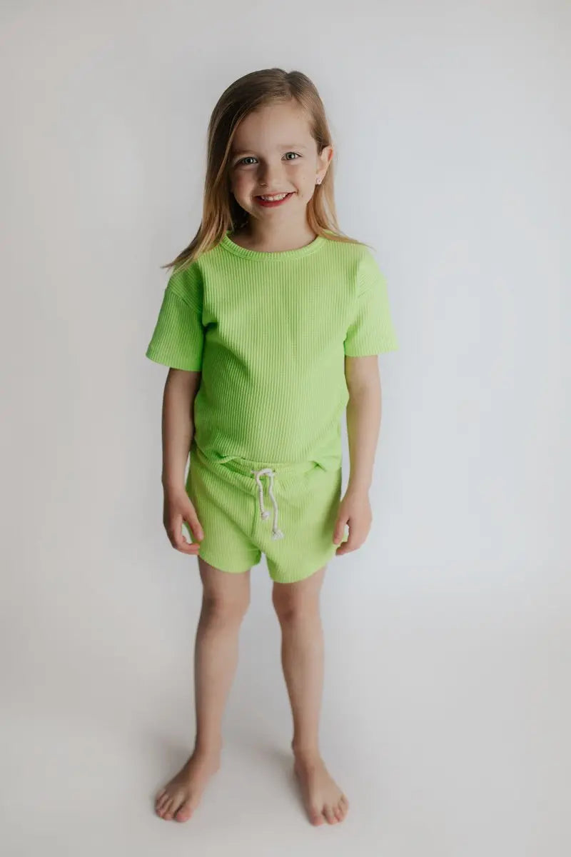 Three Little Tots Lime Green Waffle Set - 