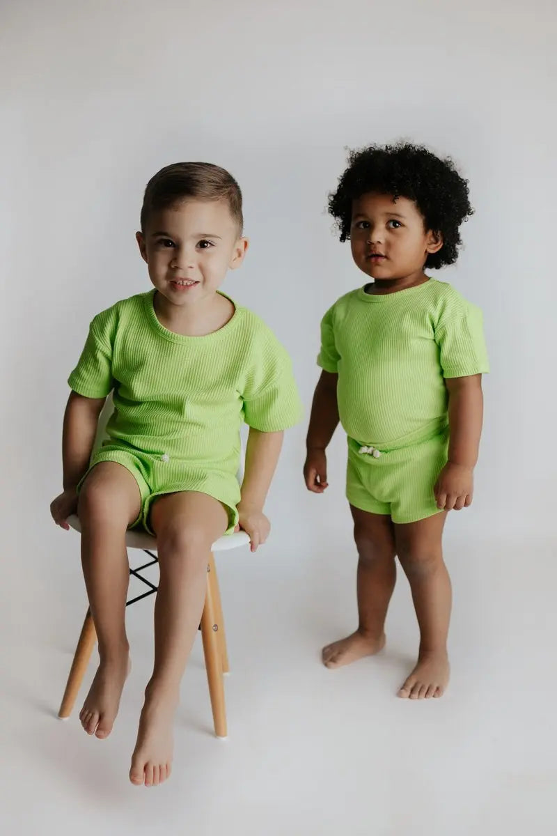 Three Little Tots Lime Green Waffle Set - 