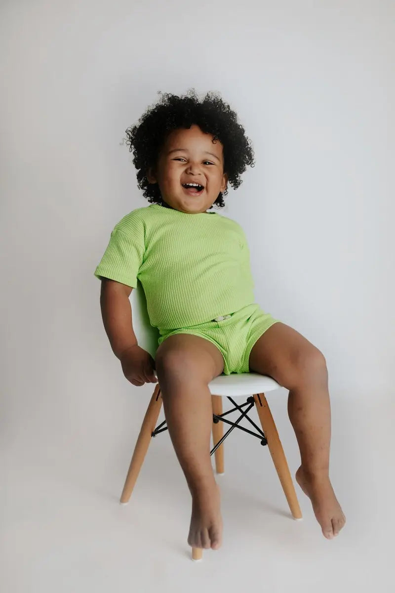 Three Little Tots Lime Green Waffle Set - 