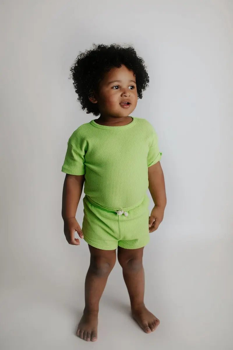 Three Little Tots Lime Green Waffle Set - 