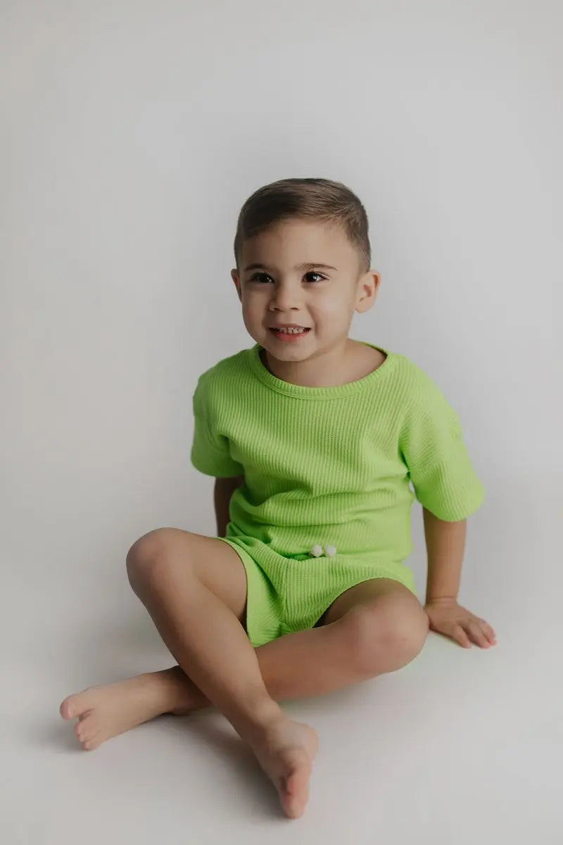 Three Little Tots Lime Green Waffle Set - 