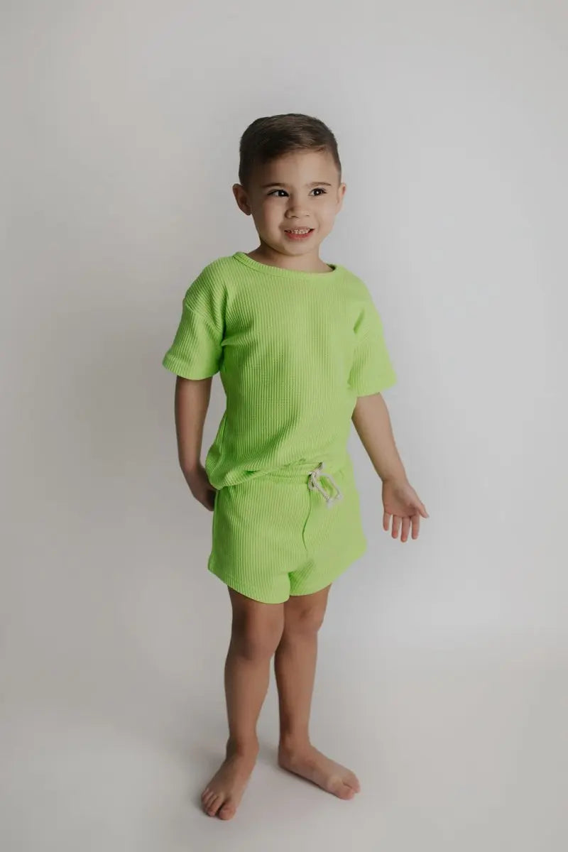 Three Little Tots Lime Green Waffle Set - 
