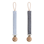 Mushie Linen Pacifier Clip Two Pack with Water Resistant Coating and Faux Wood Silicone Clasp - Baby & Toddler > Baby Health > Pacifier Clips & Holders Pacifier Clip