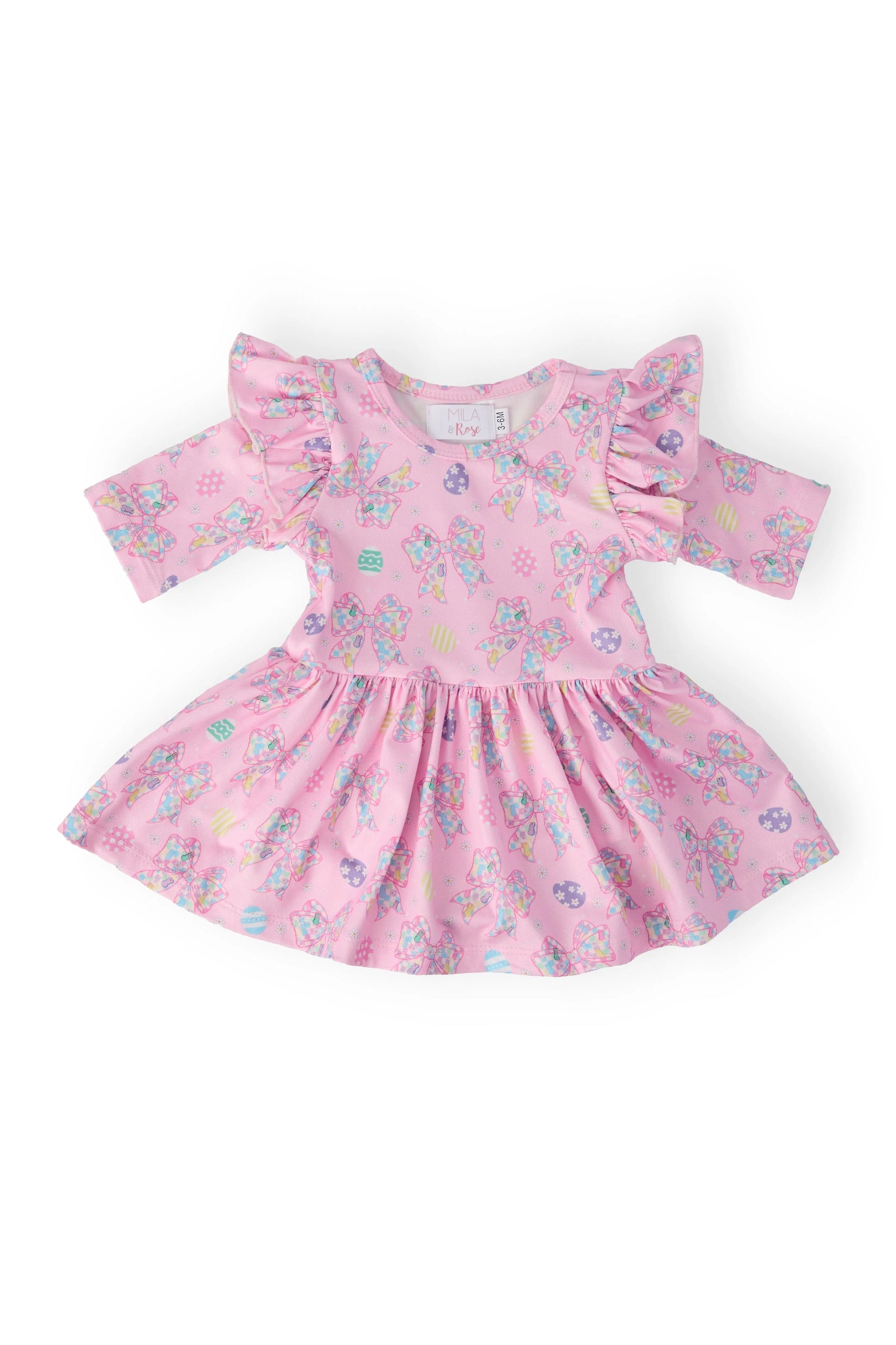 Mila & Rose ® Little Bow Peeps 3/4 Sleeve Twirl Flutter Bodysuit - 