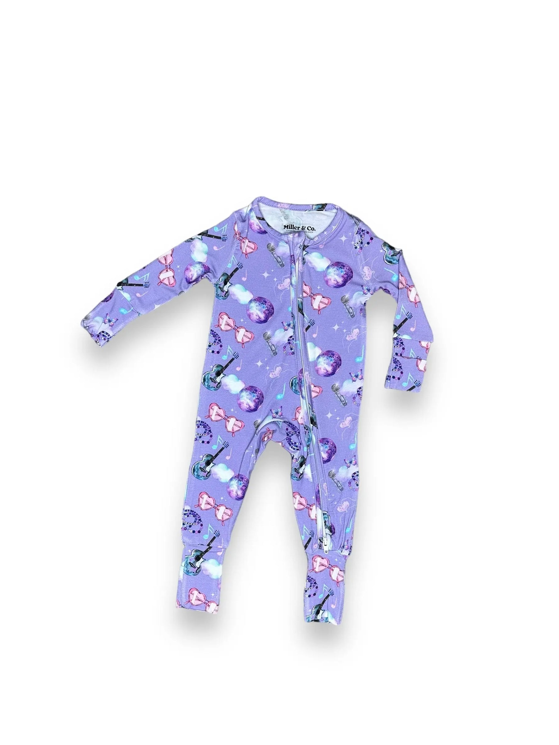 Little Lady Musician, Bamboo Zipper Footie Miller & Co. Everetts Place Boutique