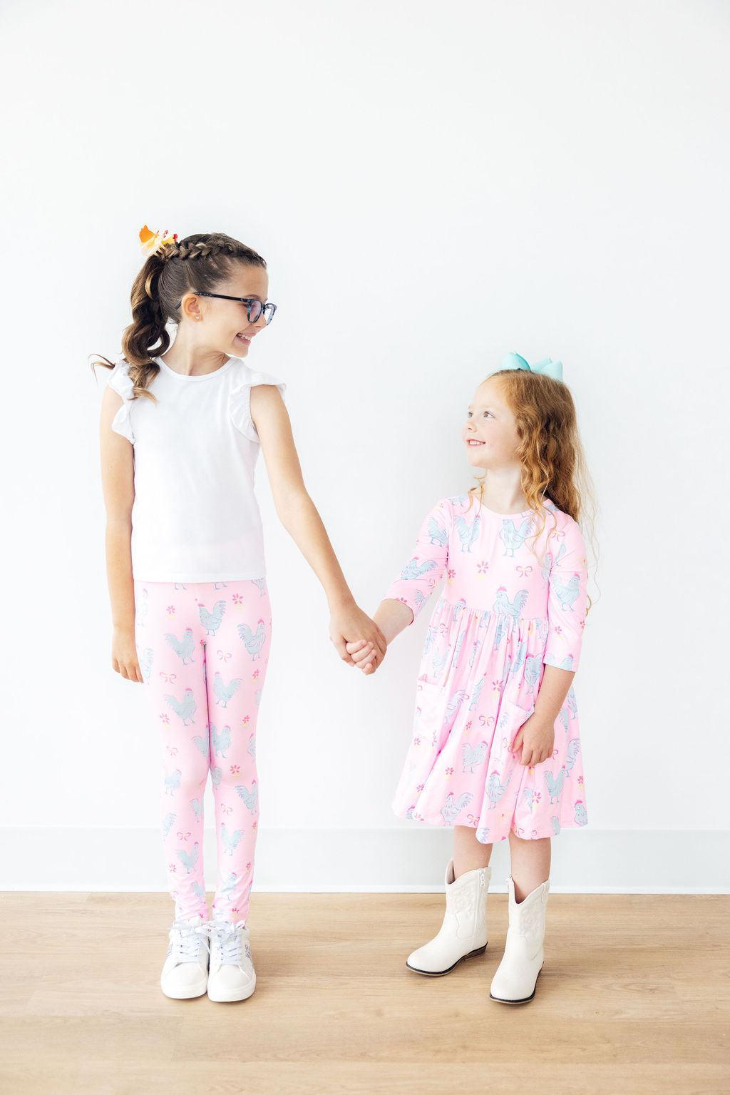 Mila & Rose Little Miss Chickie organic baby leggings with yellow chicks