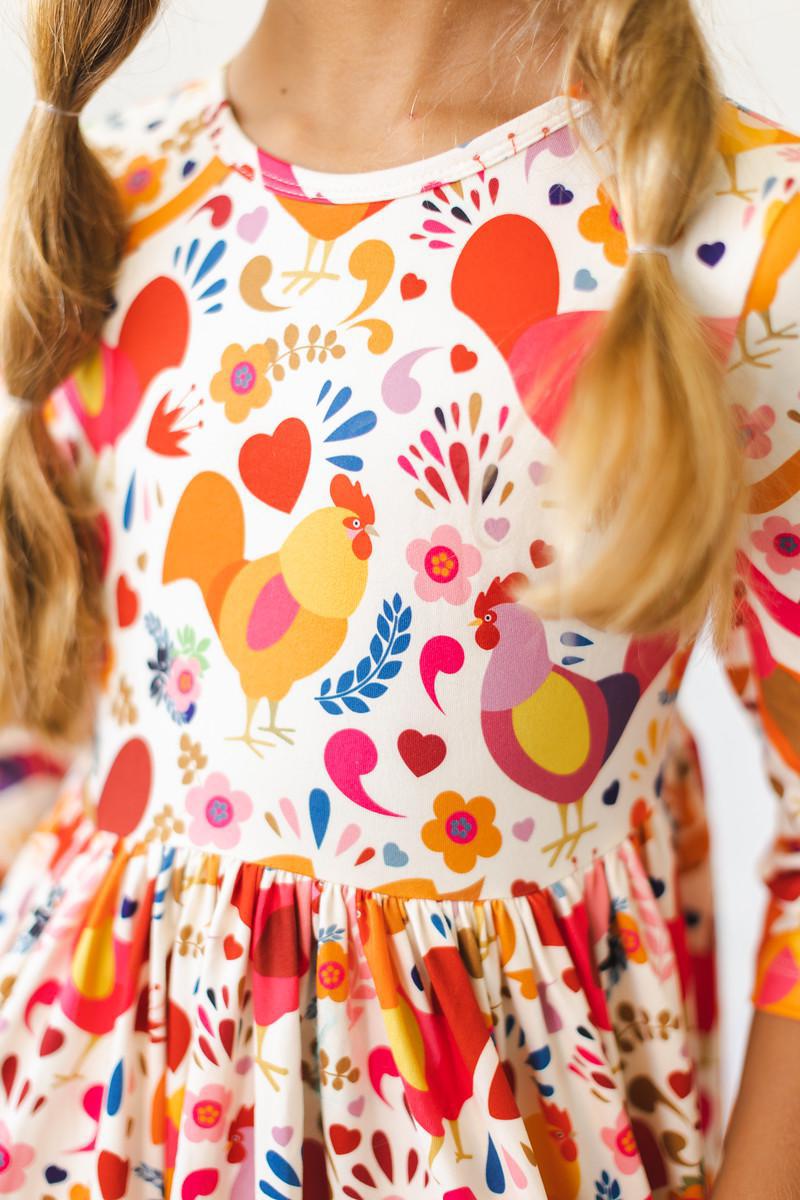 Little Red Hen Three Quarter Sleeve Pocket Twirl Dress Mila & Rose ® Everetts Place: Online Boutique