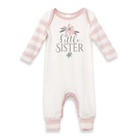 Little Sister Baby Girl Cotton Romper With Pink Stripes Tesa Babe 