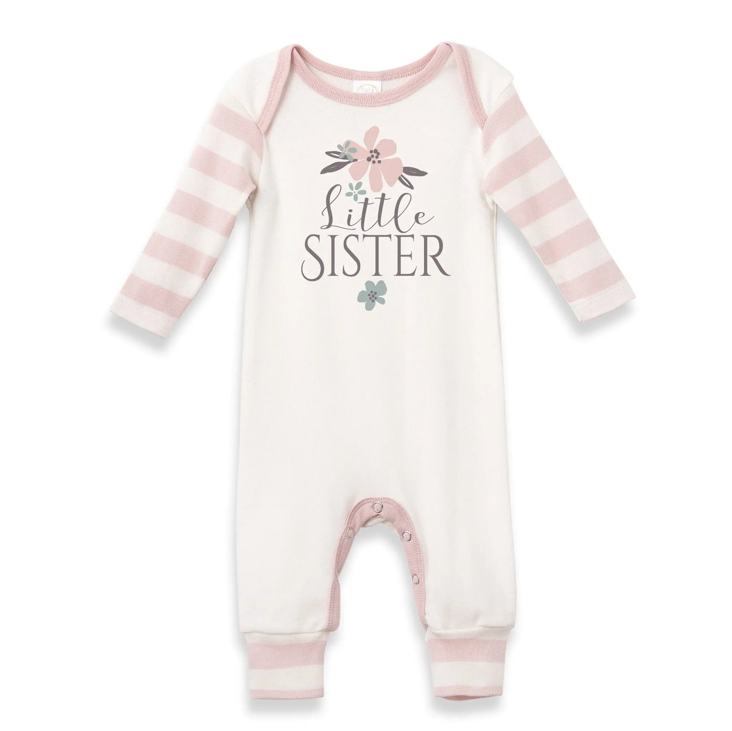 Little Sister Baby Girl Cotton Romper With Pink Stripes Tesa Babe 