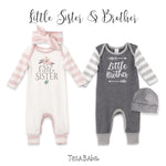 Little Sister Baby Girl Cotton Romper With Pink Stripes Tesa Babe 