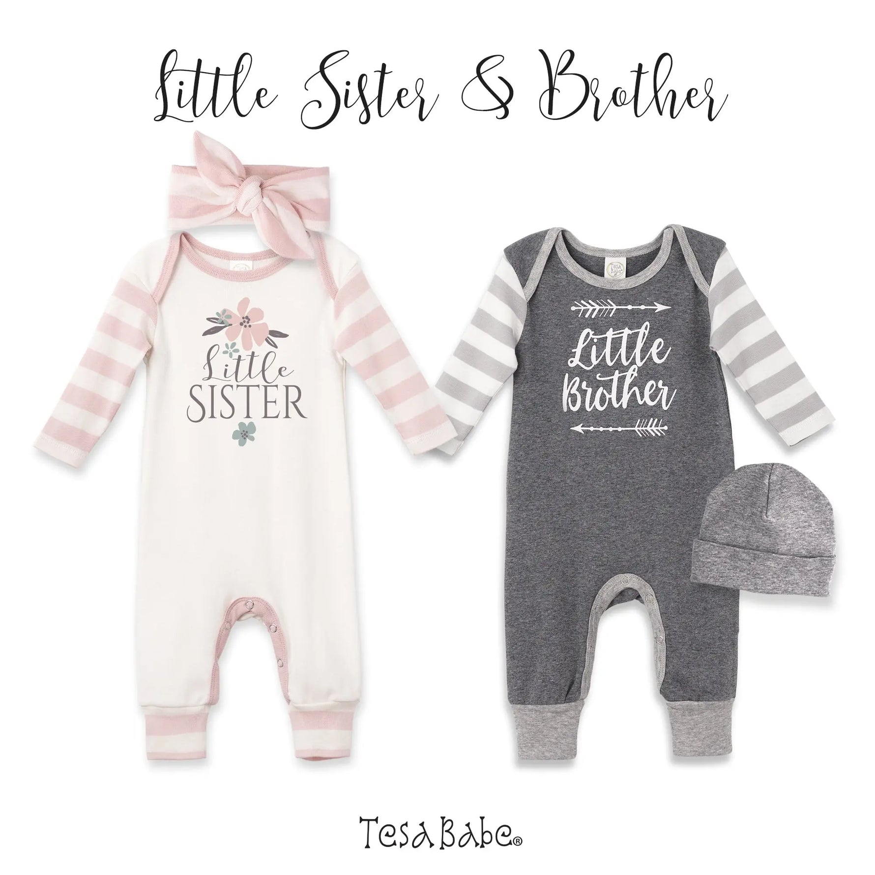 Little Sister Baby Girl Cotton Romper With Pink Stripes Tesa Babe 