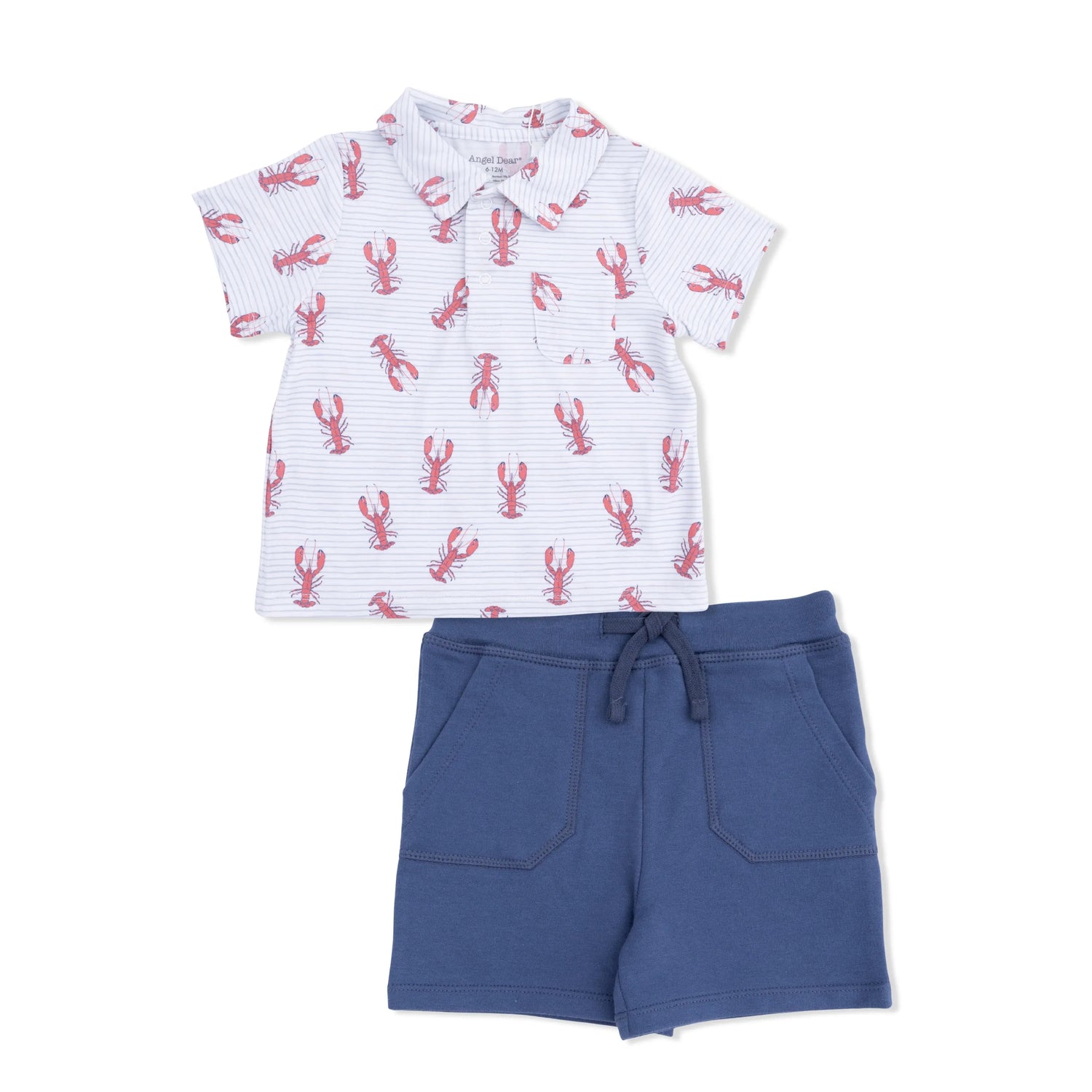 Lobster Print Polo and Everyday Short Set for Baby and Toddler Angel Dear 
