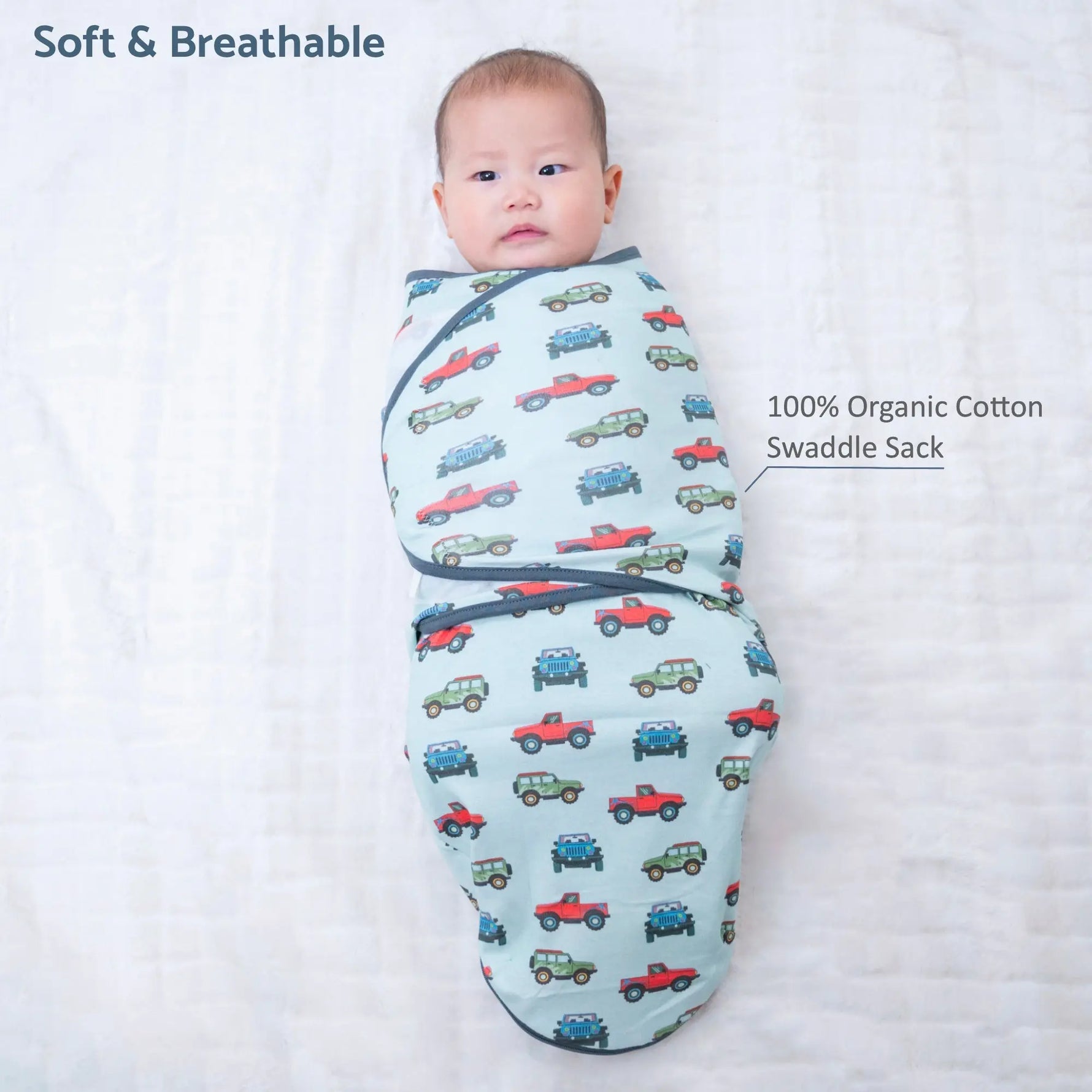 LollyBanks Adventure is calling Baby Sleep Swaddle 100% Organic Cotton - 