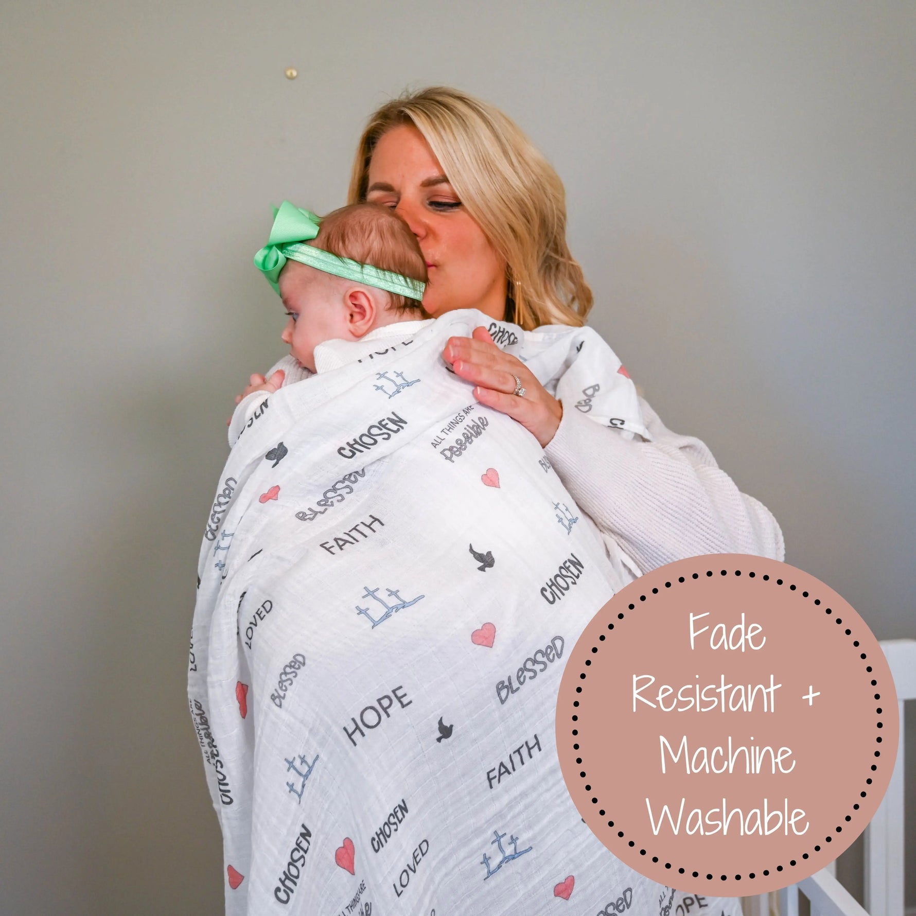 LollyBanks All Things Are Possible Baby Faith Swaddle Blanket - 