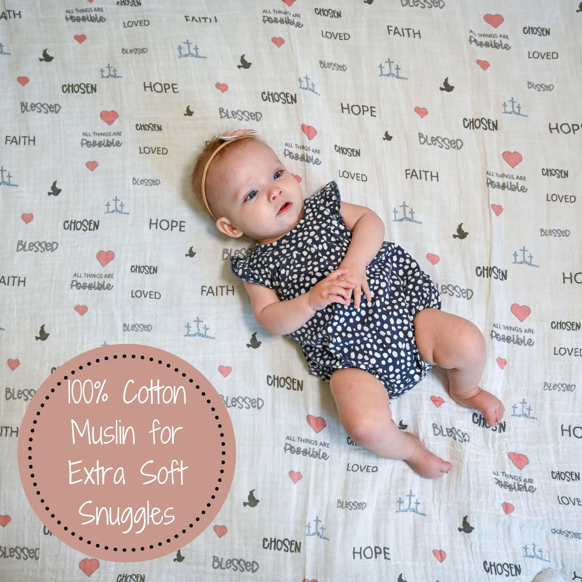 LollyBanks All Things Are Possible Baby Faith Swaddle Blanket - 