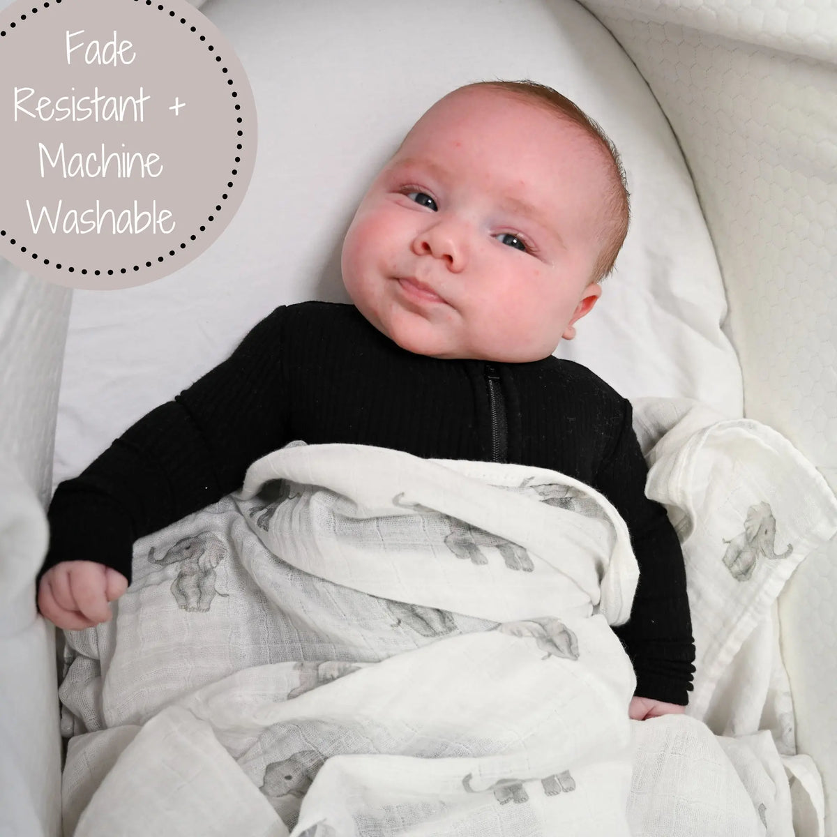 LollyBanks Baby Elephant Muslin Swaddle Blanket - 