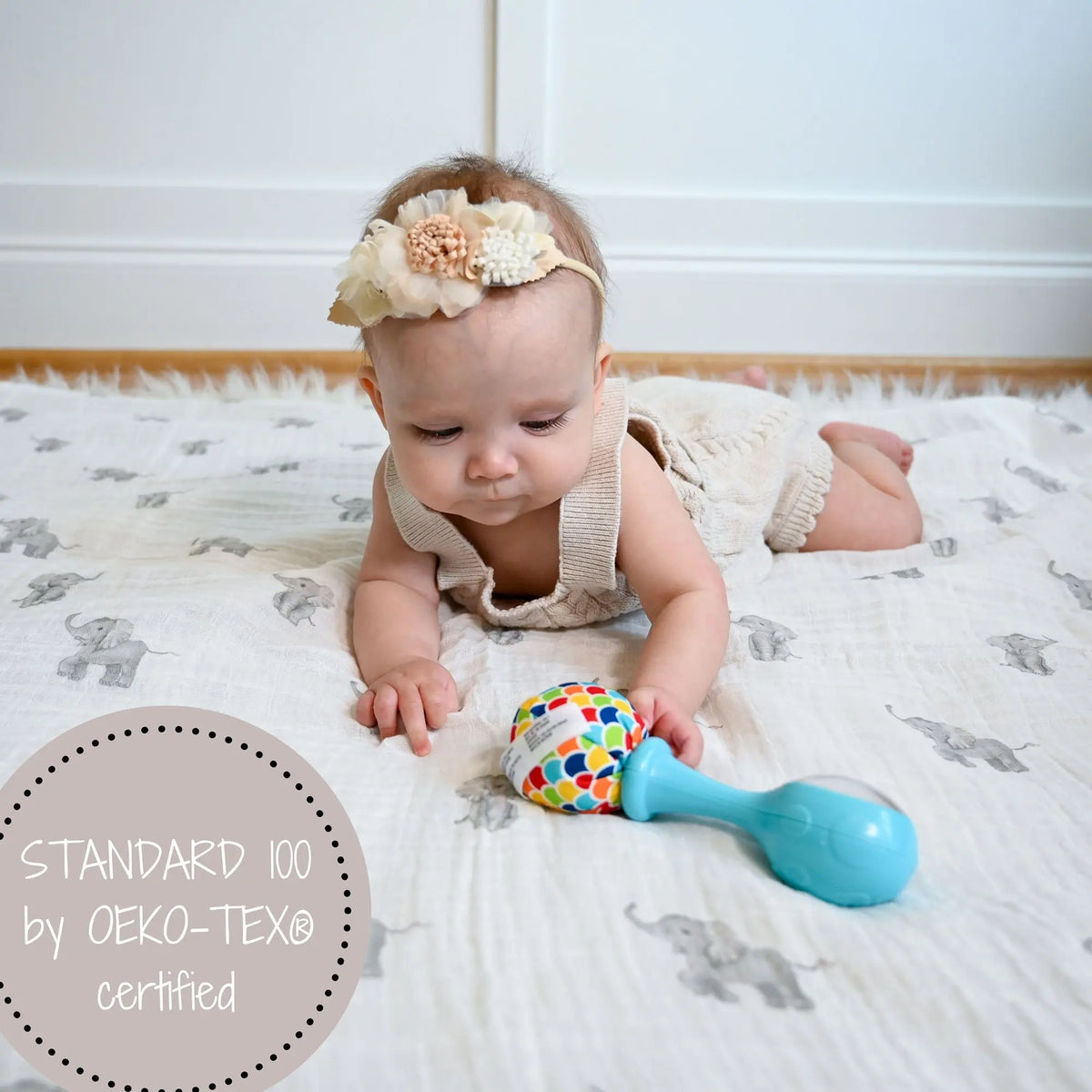 LollyBanks Baby Elephant Muslin Swaddle Blanket - 