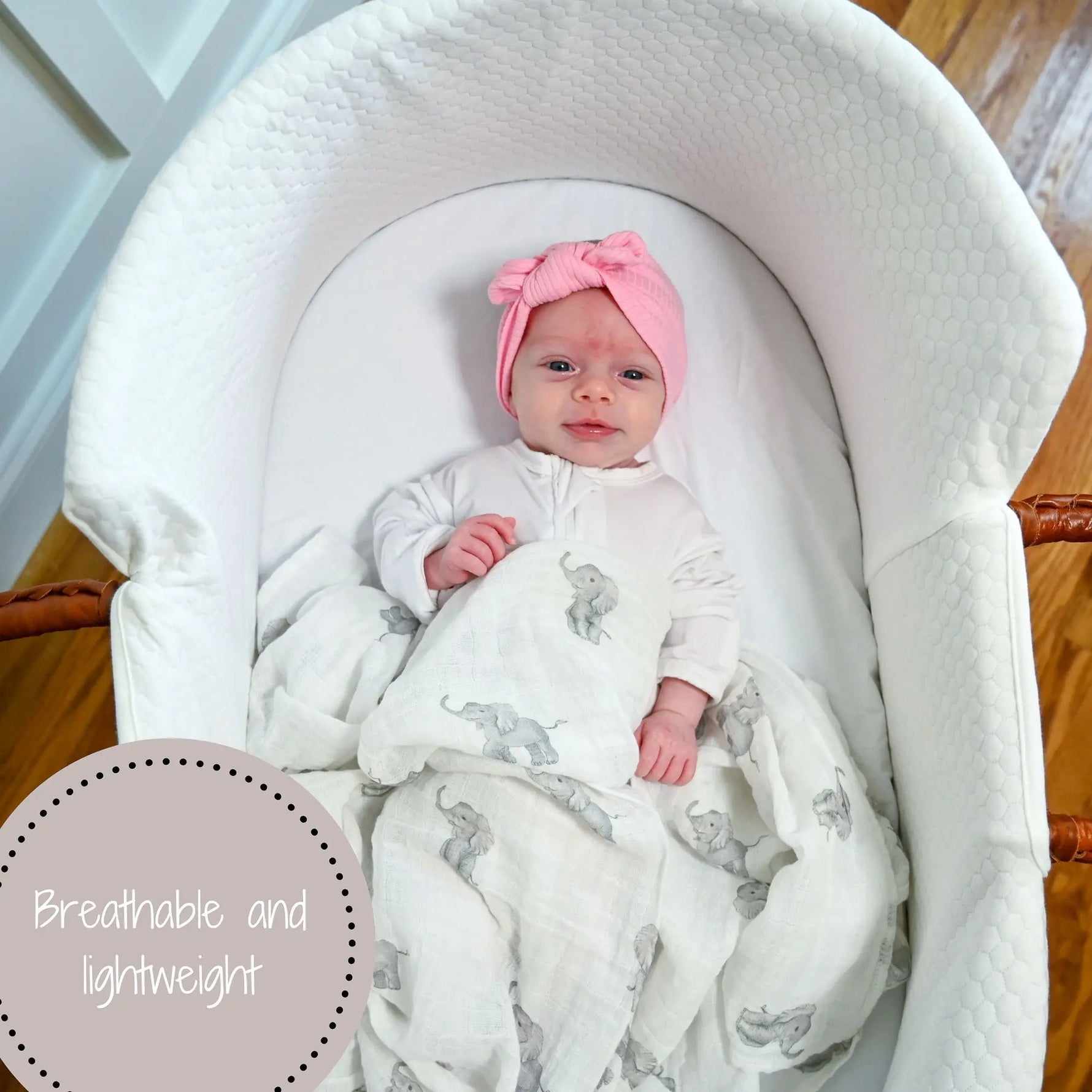 LollyBanks Baby Elephant Muslin Swaddle Blanket - 