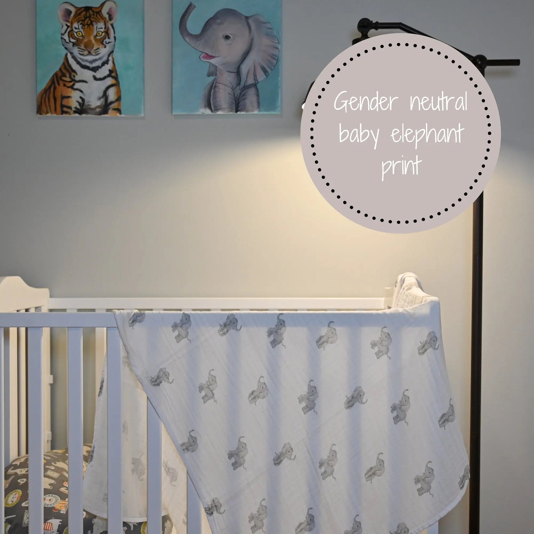 LollyBanks Baby Elephant Muslin Swaddle Blanket - 