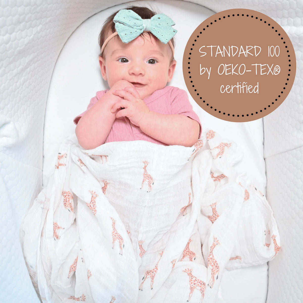 LollyBanks Baby Giraffe Swaddle Blankets: 47" x 47" 100% Muslin Cotton - 