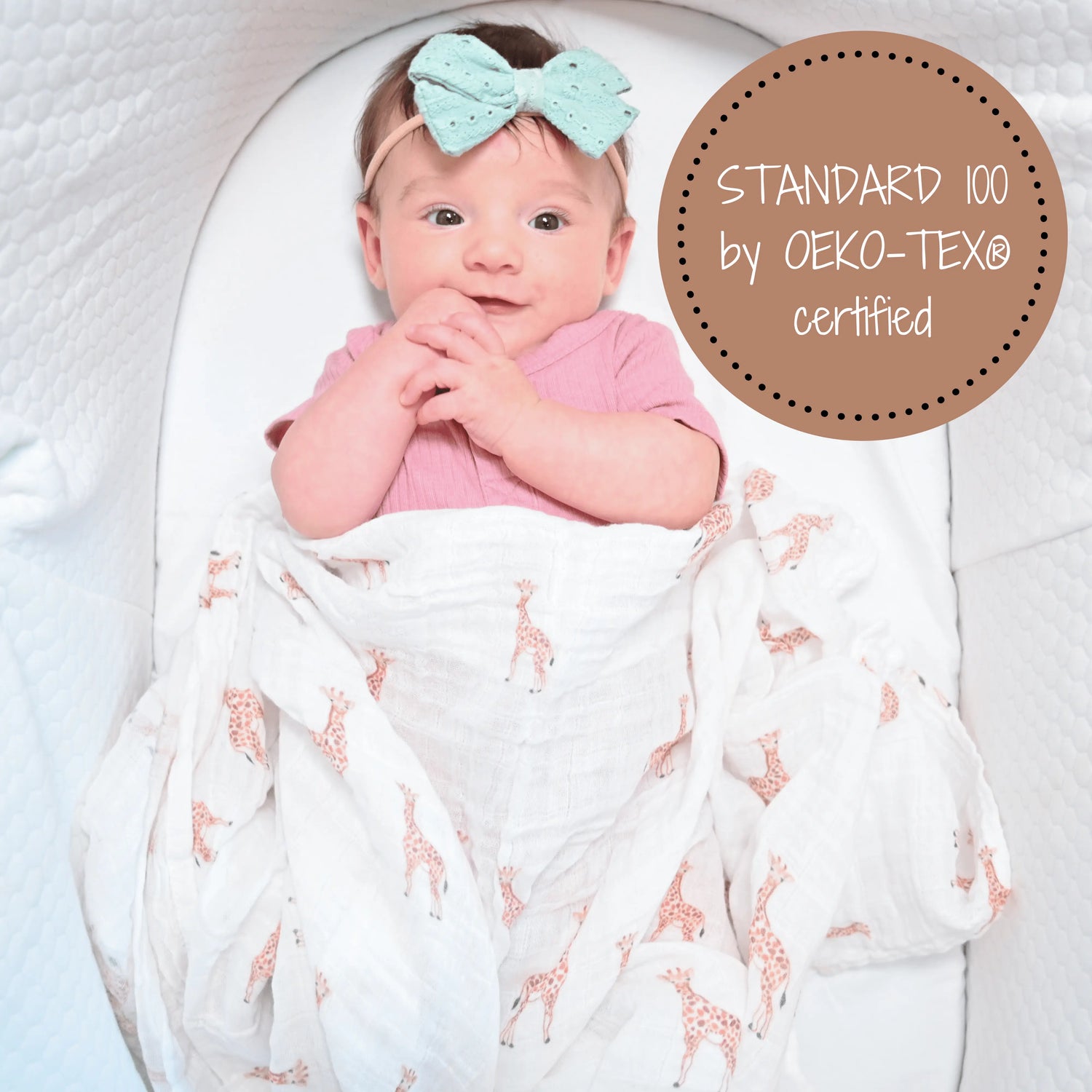 LollyBanks Baby Giraffe Swaddle Blankets: 47" x 47" 100% Muslin Cotton - 