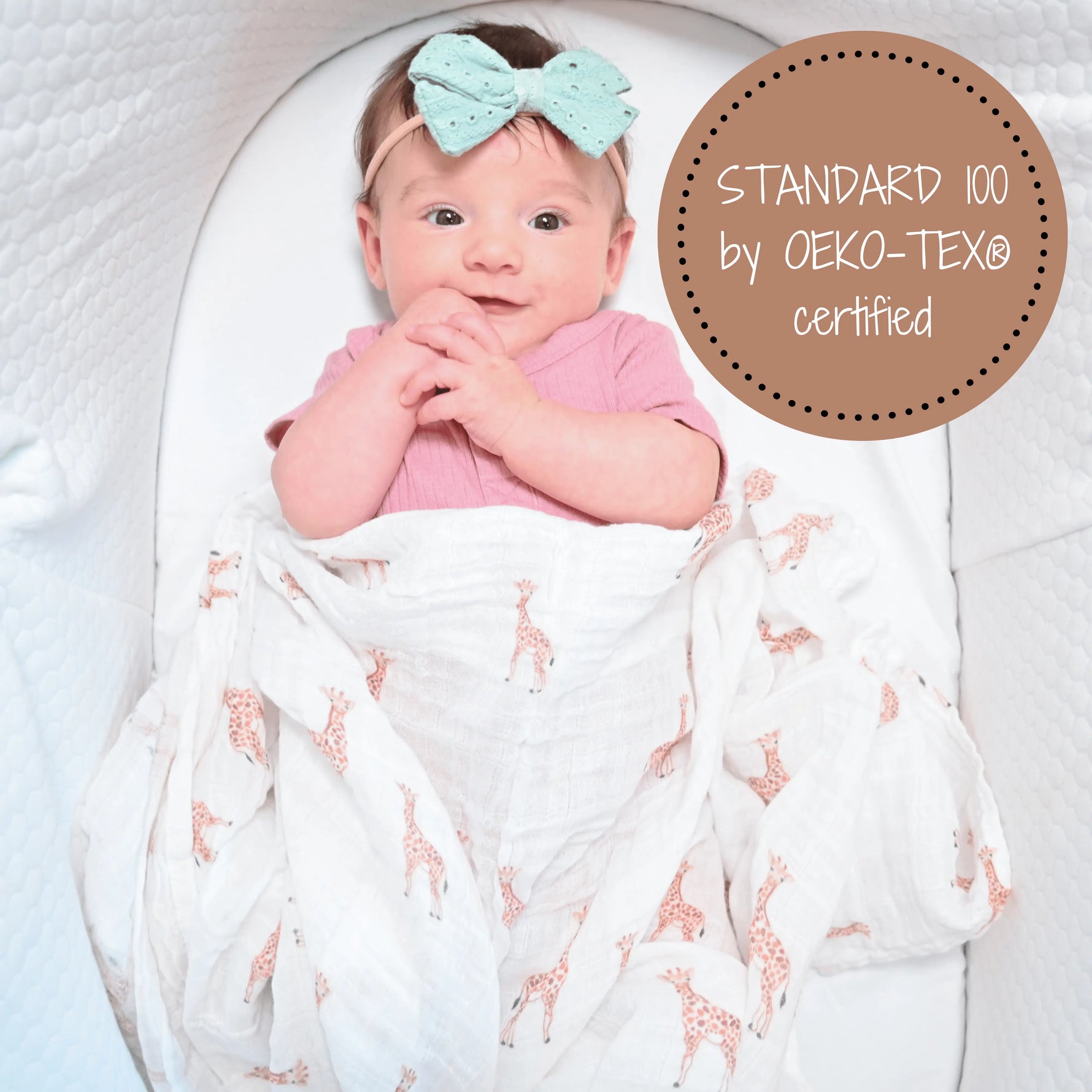 LollyBanks Baby Giraffe Swaddle Blankets: 47" x 47" 100% Muslin Cotton - 