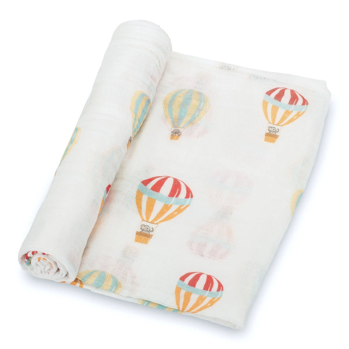 LollyBanks Baby Hot Air Balloons Swaddle Blanket - Up, Up, and Away: 47" x 47" 100% Muslin Cotton - 