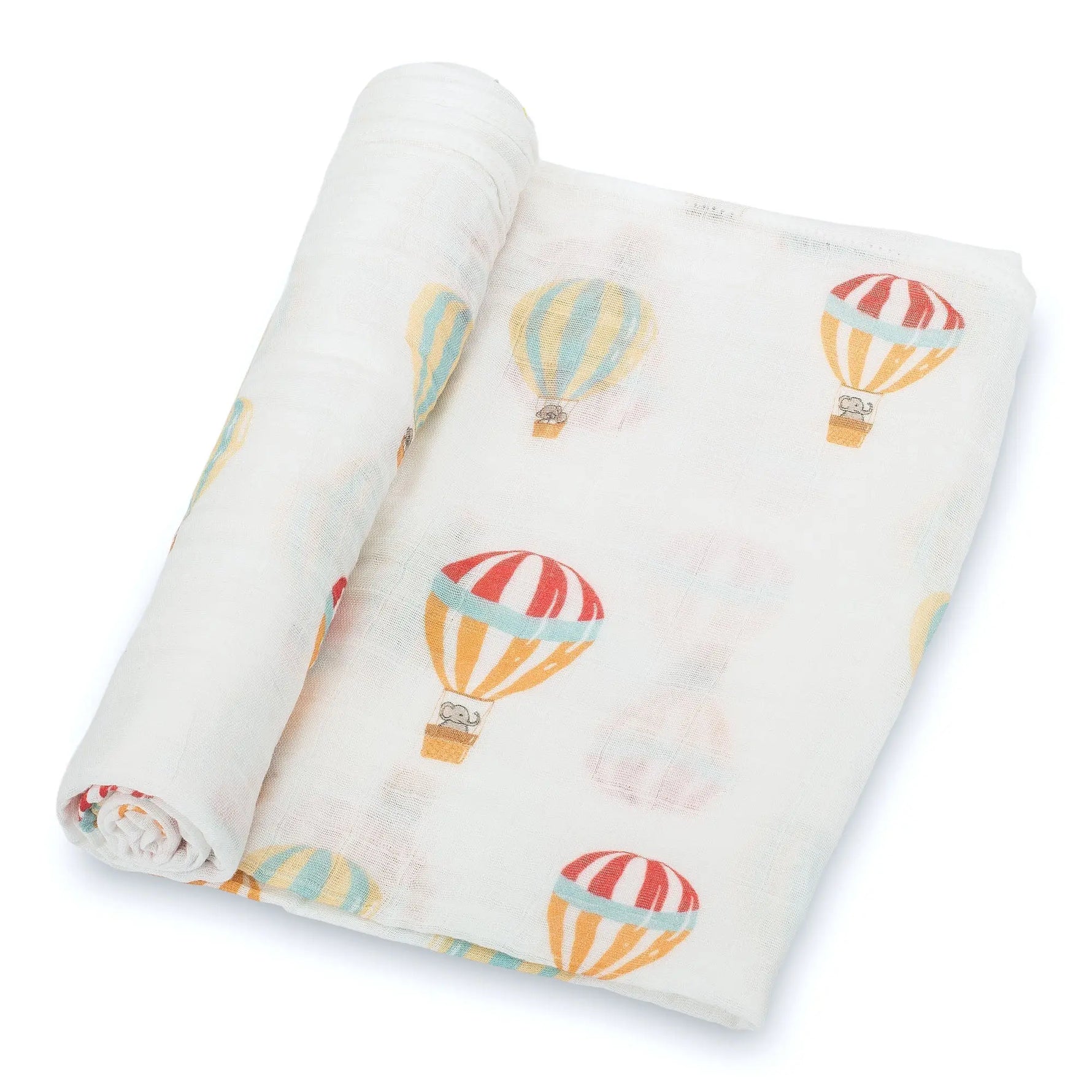LollyBanks Baby Hot Air Balloons Swaddle Blanket - Up, Up, and Away: 47" x 47" 100% Muslin Cotton - 