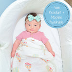 LollyBanks Baby Hot Air Balloons Swaddle Blanket - Up, Up, and Away: 47" x 47" 100% Muslin Cotton - 