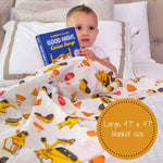 LollyBanks Under Construction Baby Muslin Swaddle Blanket - 