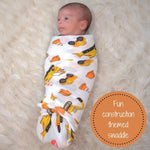 LollyBanks Under Construction Baby Muslin Swaddle Blanket - 