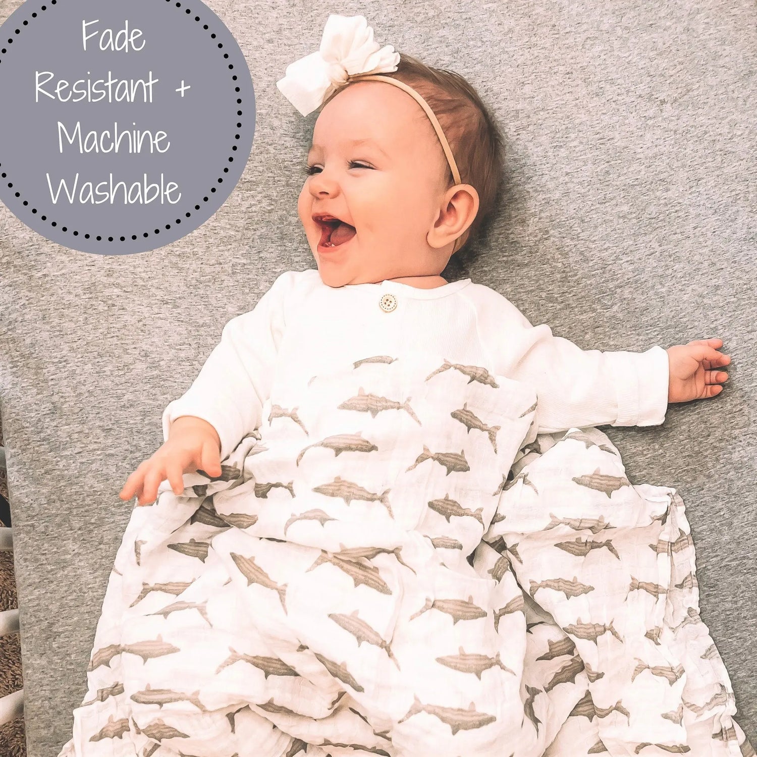 LollyBanks Baby Shark Muslin Swaddle Blanket - 