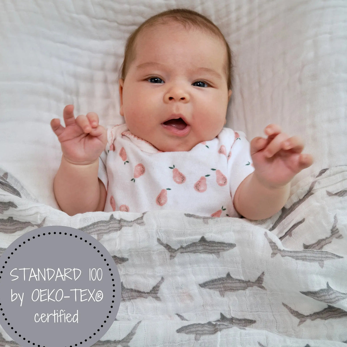 LollyBanks Baby Shark Muslin Swaddle Blanket - 